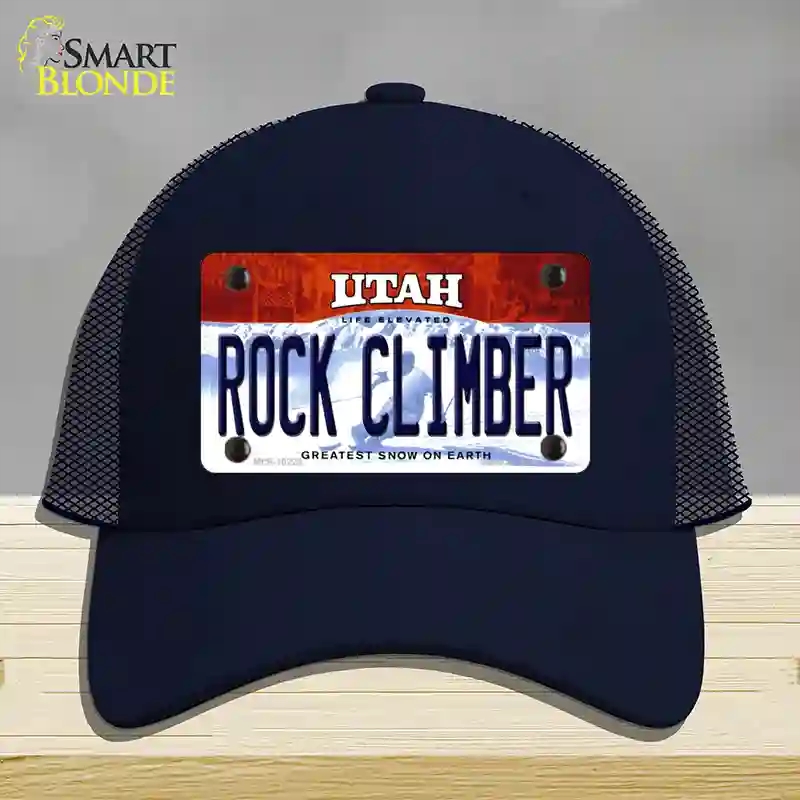 HAT16-MLP-10229 4 x 2.2 in. Rock Climber Utah Novelty License Plate Hat, Navy - Mesh