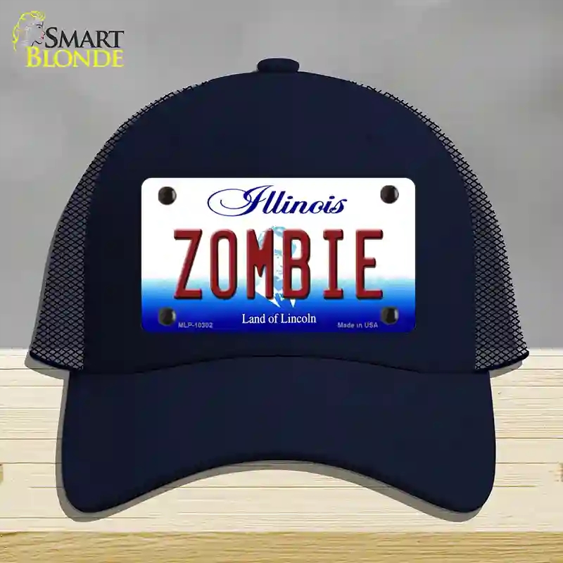 HAT16-MLP-10302 4 x 2.2 in. Zombie Illinois Novelty License Plate Hat, Navy - Mesh