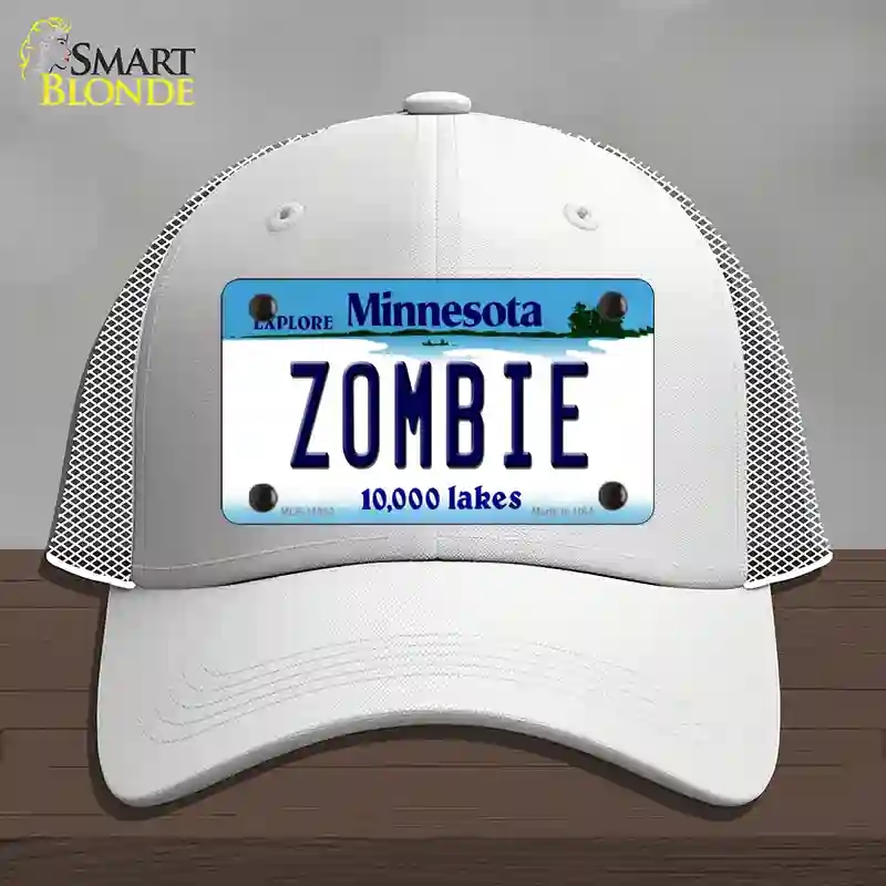 HAT19-MLP-11062 4 x 2.2 in. Zombie Minnesota State Novelty License Plate Hat, White - Mesh