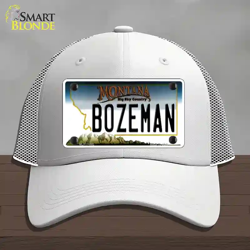 HAT19-MLP-11092 4 x 2.2 in. Bozeman Montana State Novelty License Plate Hat, White - Mesh