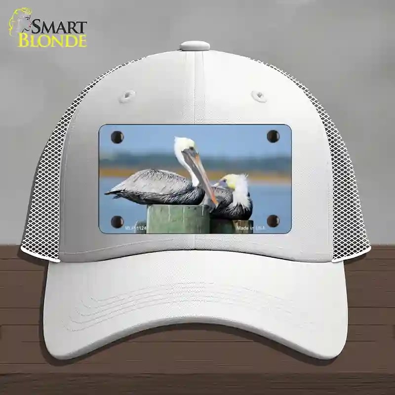 HAT19-MLP-11240 4 x 2.2 in. Pelican Two On Pier Novelty License Plate Hat, White - Mesh
