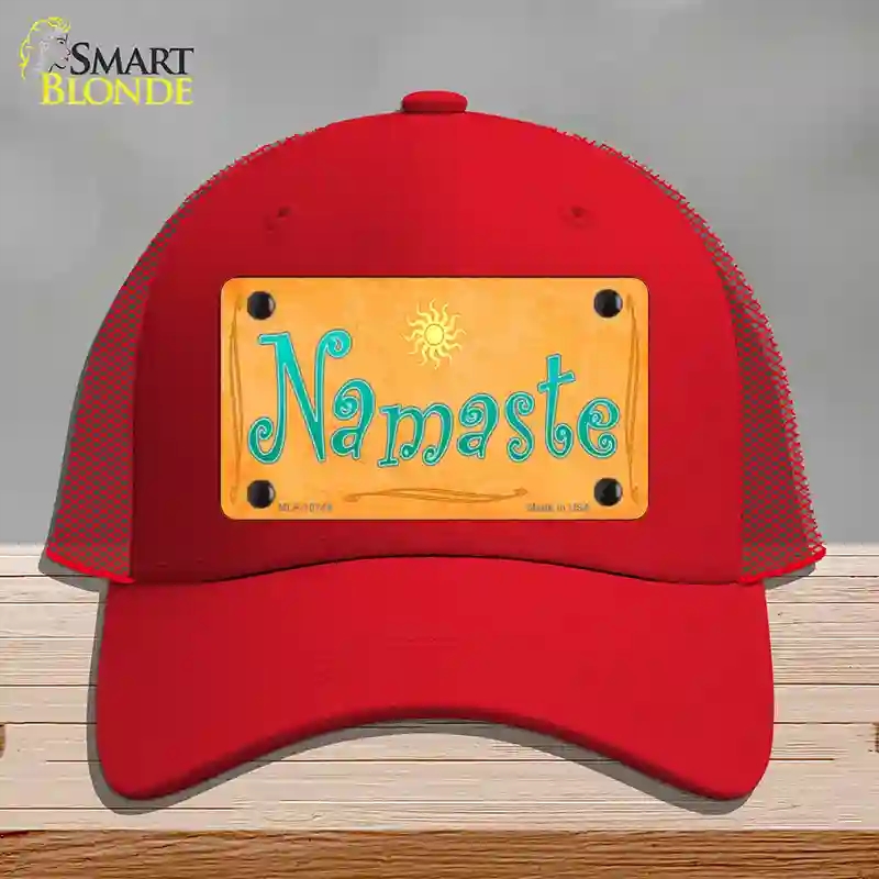 HAT17-MLP-10744 4 x 2.2 in. Namaste Novelty License Plate Hat, Red - Mesh