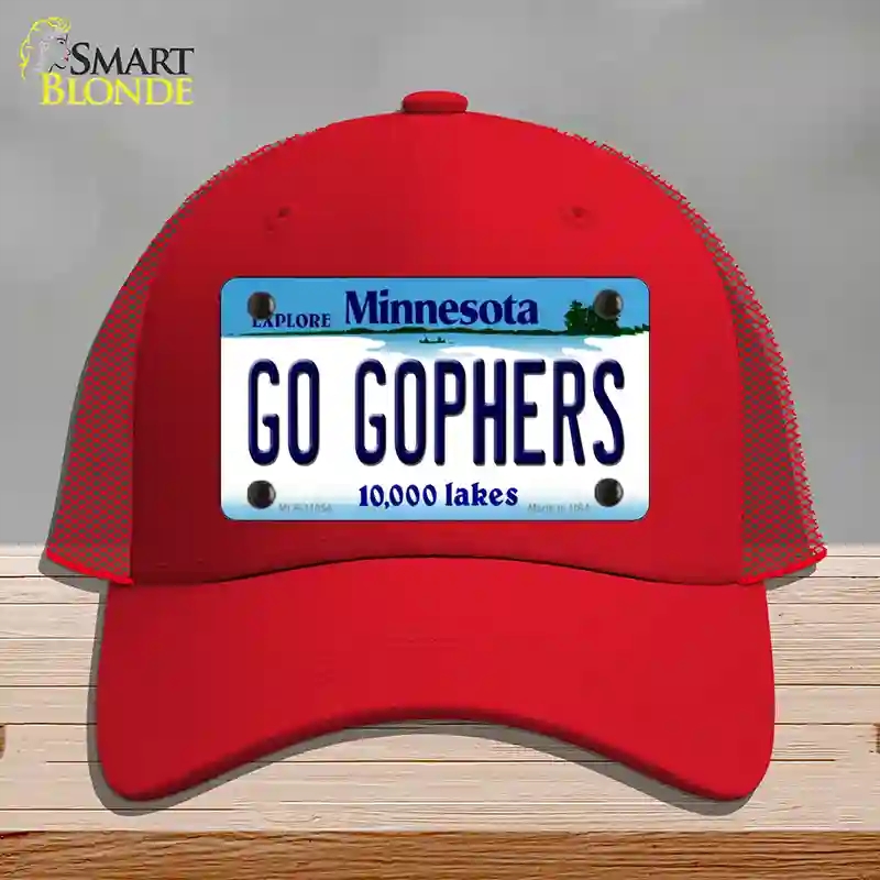 HAT17-MLP-11054 4 x 2.2 in. Go Gophers Minnesota State Novelty License Plate Hat, Red - Mesh