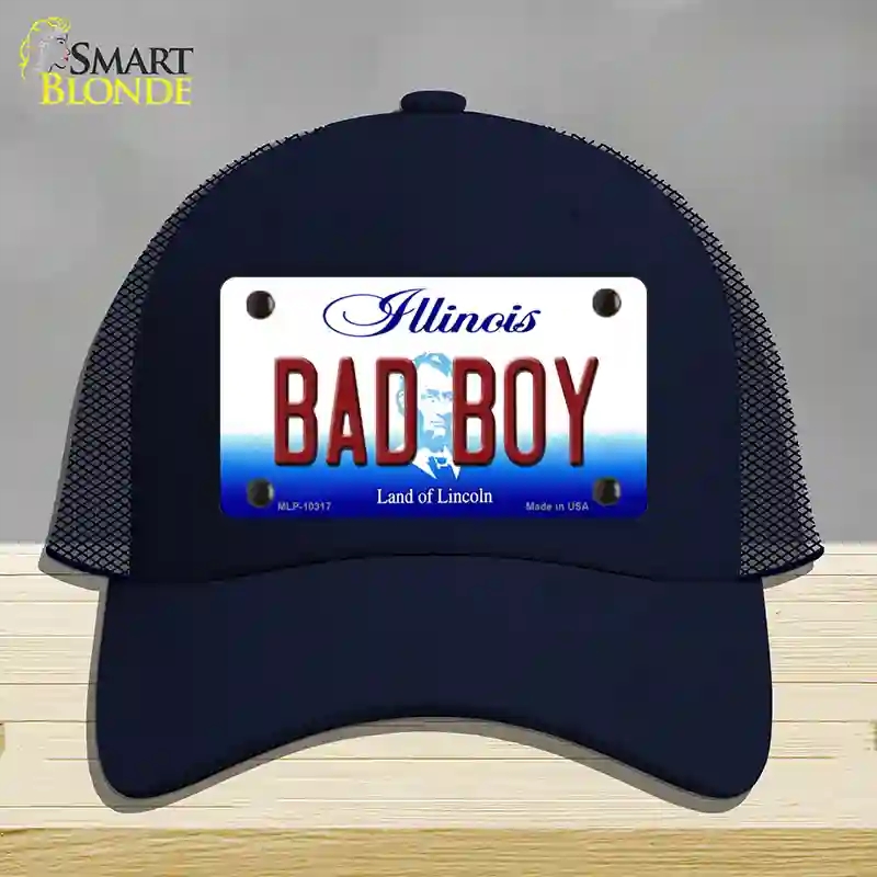 HAT16-MLP-10317 4 x 2.2 in. Bad Boy Illinois Novelty License Plate Hat, Navy - Mesh