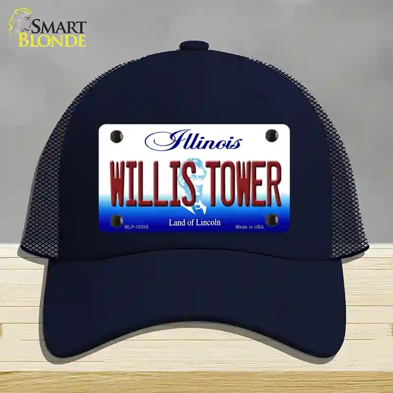 HAT16-MLP-10325 4 x 2.2 in. Willis Tower Illinois Novelty License Plate Hat, Navy - Mesh