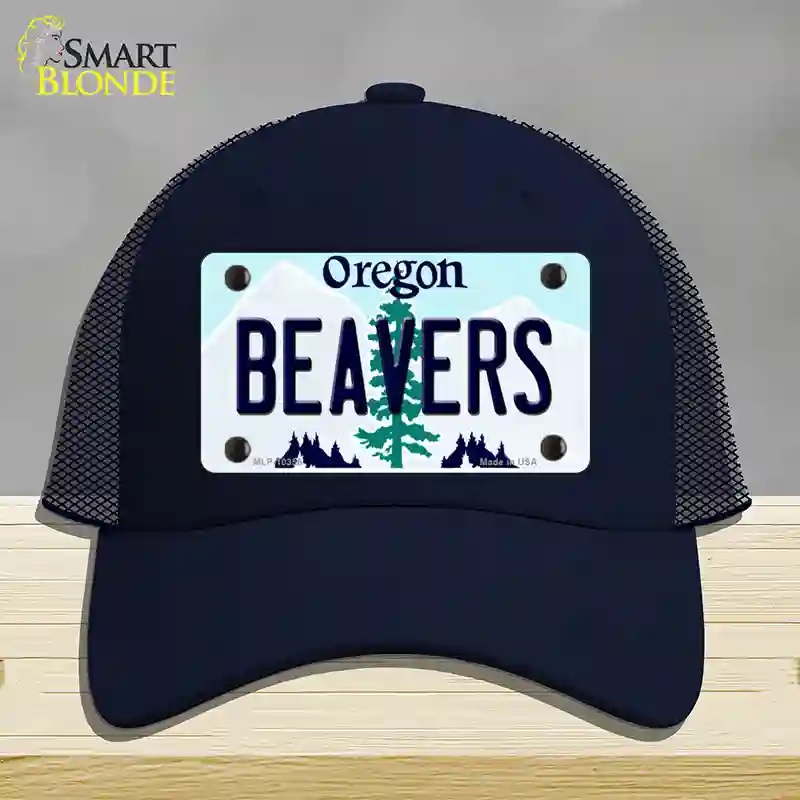 HAT16-MLP-10356 4 x 2.2 in. Beavers Oregon Novelty License Plate Hat, Navy - Mesh