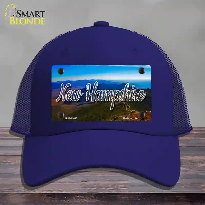 HAT18-MLP-11615 4 x 2.2 in. Hampshire Mountain Range State Novelty License Plate Hat, Royal Blue - Mesh
