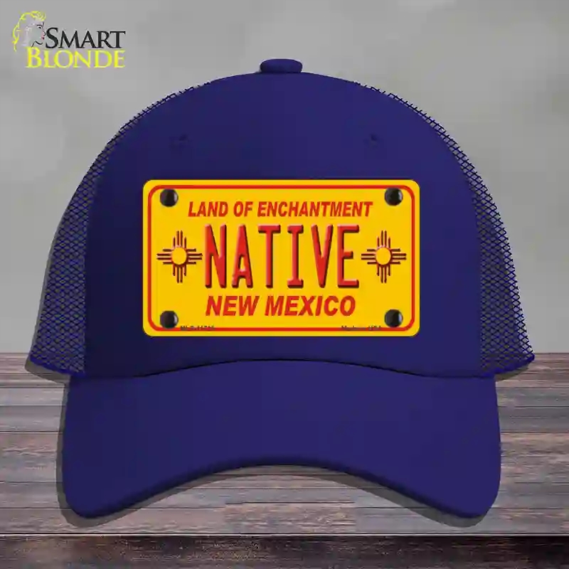 HAT18-MLP-11735 4 x 2.2 in. Native Mexico Yellow State Novelty License Plate Hat, Royal Blue - Mesh