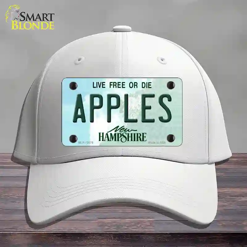 HAT21-MLP-12079 4 x 2.2 in. Apples Hampshire State Novelty License Plate Hat, White - Cotton