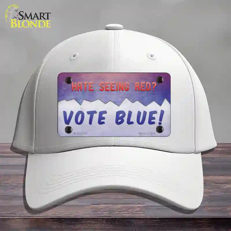 HAT21-MLP-12268 4 x 2.2 in. Hate Seeing Red Vote Blue Novelty License Plate Hat, White - Cotton