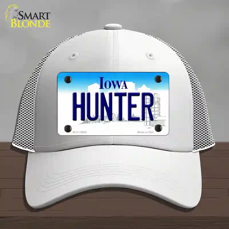 HAT19-MLP-10966 4 x 2.2 in. Hunter Iowa Novelty License Plate Hat, White - Mesh