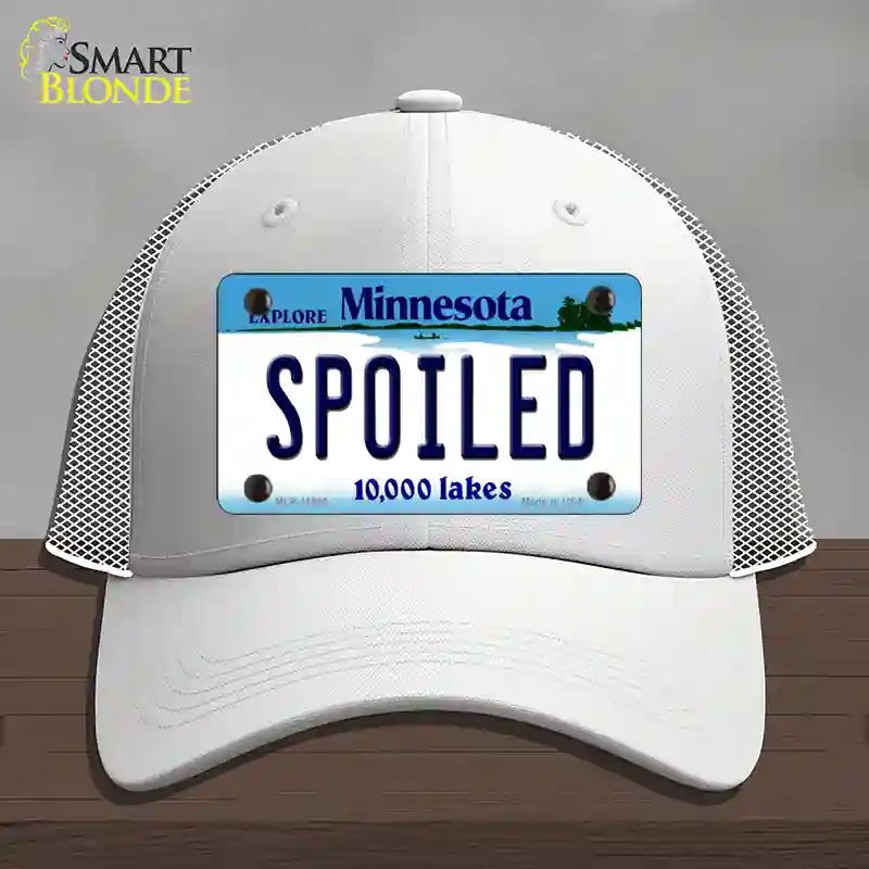 HAT19-MLP-11063 4 x 2.2 in. Spoiled Minnesota State Novelty License Plate Hat, White - Mesh
