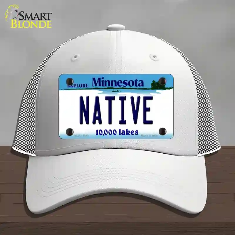 HAT19-MLP-11073 4 x 2.2 in. Native Minnesota State Novelty License Plate Hat, White - Mesh