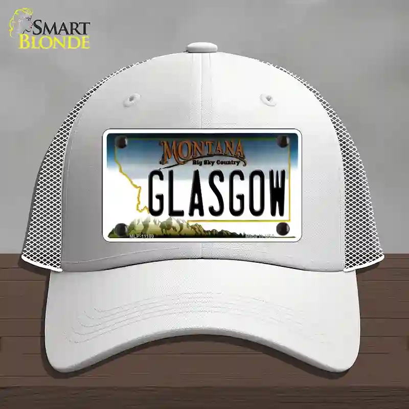 HAT19-MLP-11100 4 x 2.2 in. Glasgow Montana State Novelty License Plate Hat, White - Mesh