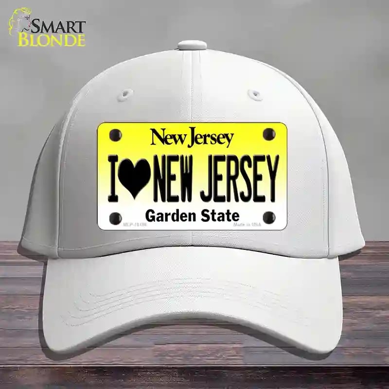 HAT21-MLP-10156 4 x 2.2 in. I Love Jersey Novelty License Plate Hat, White - Cotton