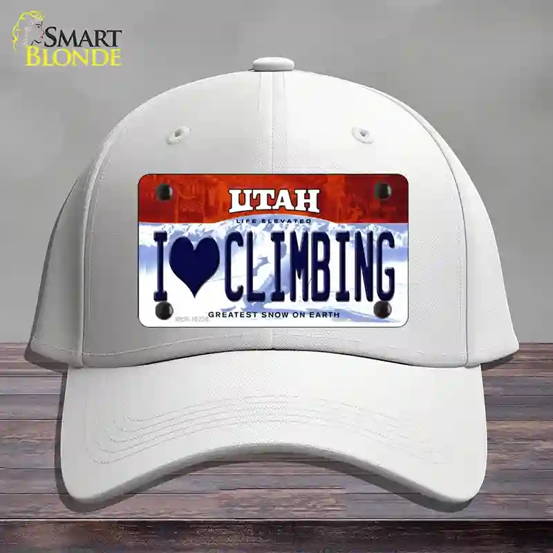HAT21-MLP-10230 4 x 2.2 in. I Love Climbing Utah Novelty License Plate Hat, White - Cotton