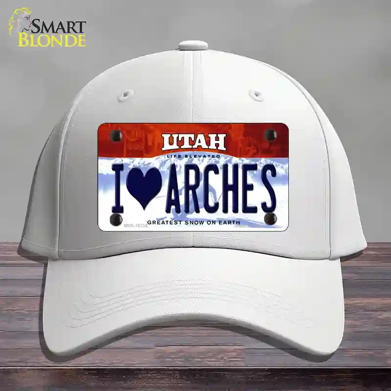 HAT21-MLP-10235 4 x 2.2 in. I Love Arches Utah Novelty License Plate Hat, White - Cotton