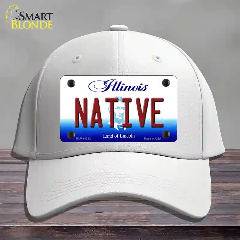 HAT21-MLP-10312 4 x 2.2 in. Native Illinois Novelty License Plate Hat, White - Cotton