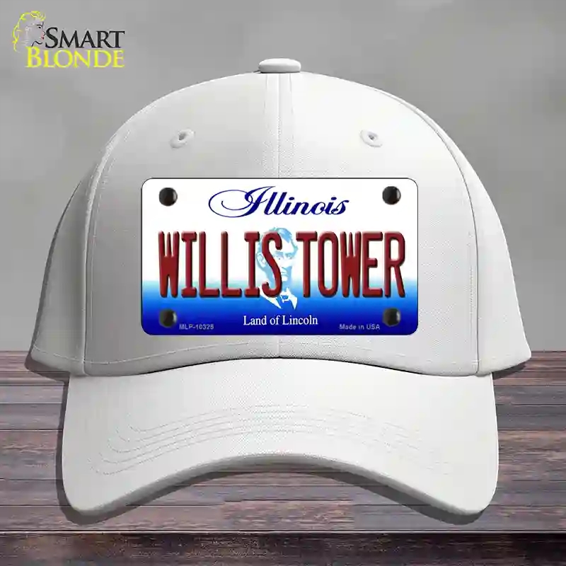 HAT21-MLP-10325 4 x 2.2 in. Willis Tower Illinois Novelty License Plate Hat, White - Cotton