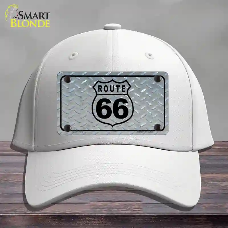 HAT21-MLP-104 4 x 2.2 in. Route 66 Shield Diamond Novelty License Plate Hat, White - Cotton