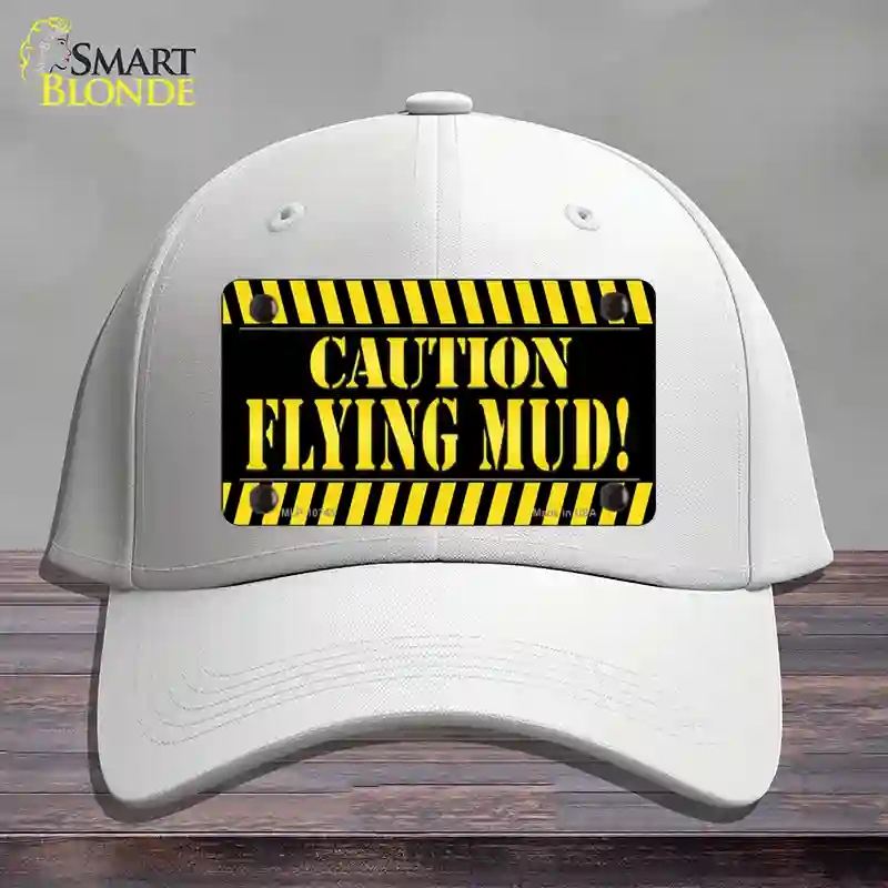HAT21-MLP-10745 4 x 2.2 in. Caution Flying Mud Novelty License Plate Hat, White - Cotton