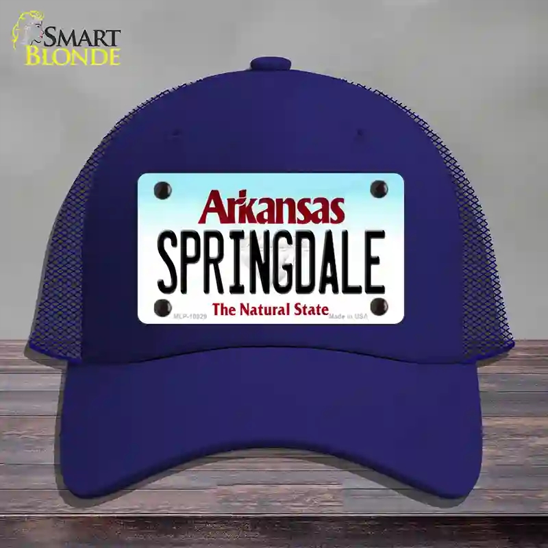 HAT18-MLP-10029 4 x 2.2 in. Springdale Arkansas Novelty License Plate Hat, Royal Blue - Mesh