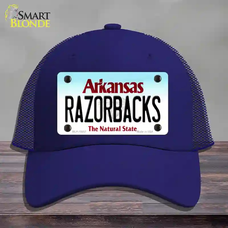 HAT18-MLP-10037 4 x 2.2 in. Razorbacks Arkansas Novelty License Plate Hat, Royal Blue - Mesh
