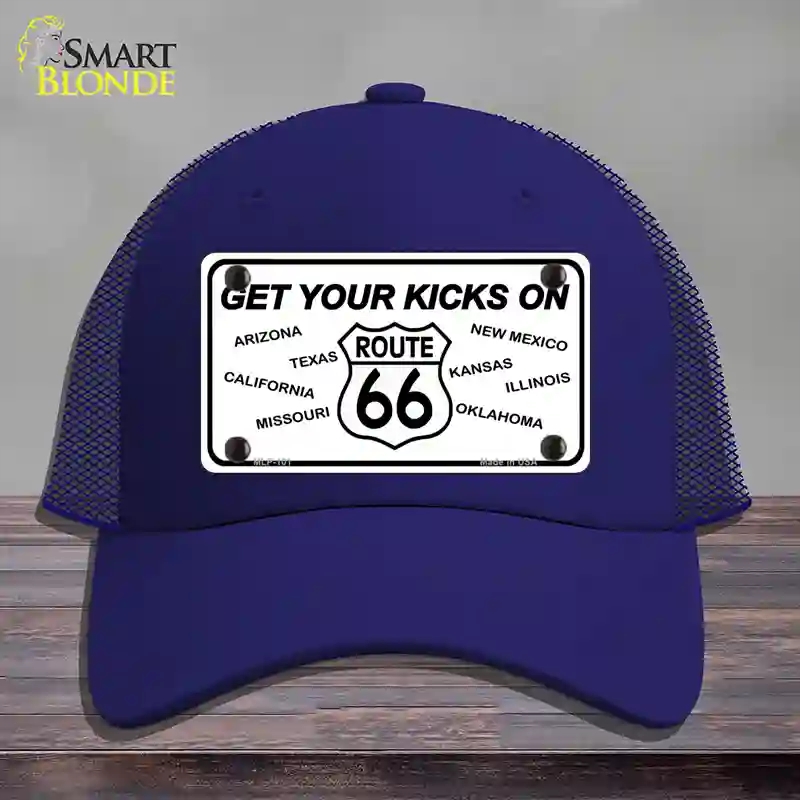 HAT18-MLP-101 4 x 2.2 in. Get Your Kicks On 66 Novelty License Plate Hat, Royal Blue - Mesh