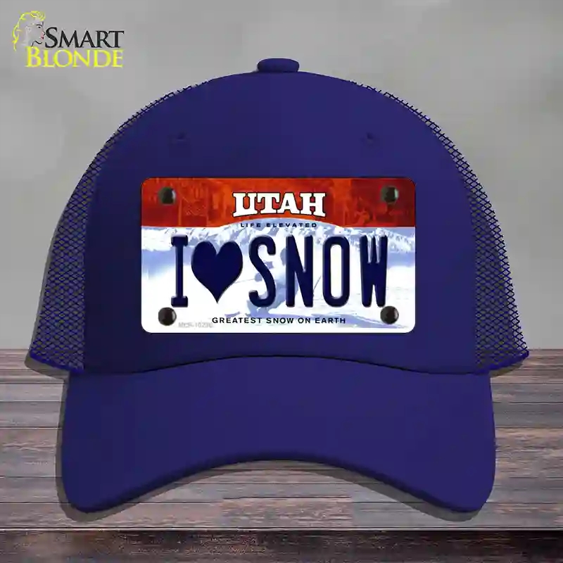 HAT18-MLP-10236 4 x 2.2 in. I Love Snow Utah Novelty License Plate Hat, Royal Blue - Mesh
