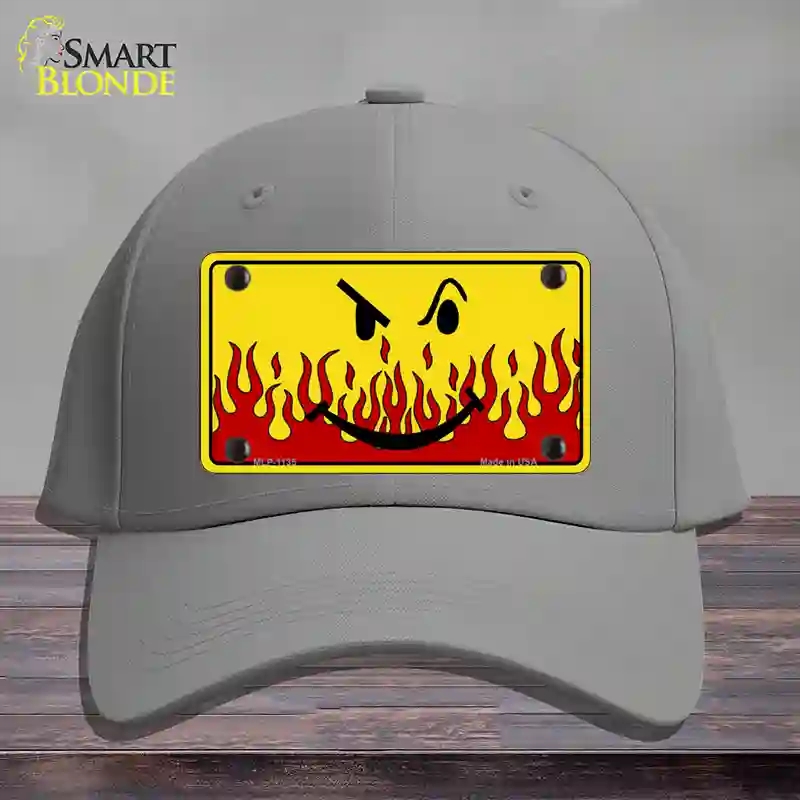 HAT23-MLP-1135 4 x 2.2 in. Smiley Flame Novelty License Plate Hat, Gray - Cotton