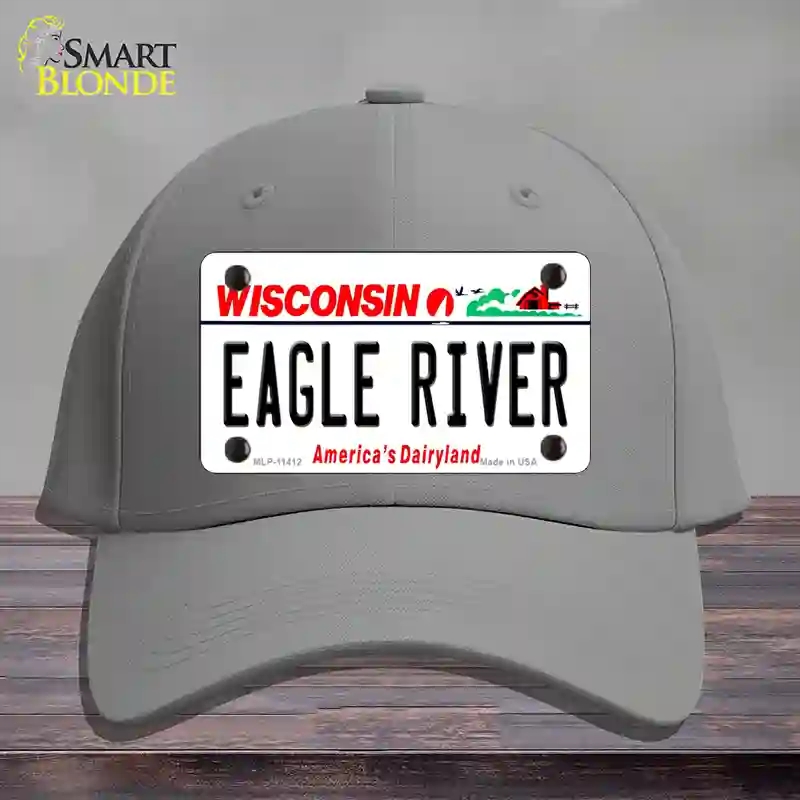 HAT23-MLP-11412 4 x 2.2 in. Eagle River Wisconsin Novelty License Plate Hat, Gray - Cotton