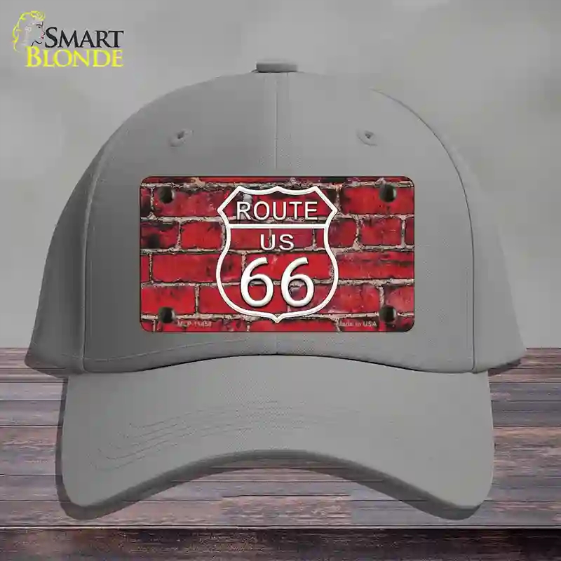 HAT23-MLP-11458 4 x 2.2 in. Route 66 Red Brick Wall Novelty License Plate Hat, Gray - Cotton