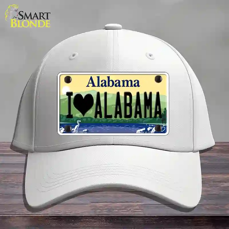 HAT21-MLP-10013 4 x 2.2 in. I Love Alabama Novelty License Plate Hat, White - Cotton