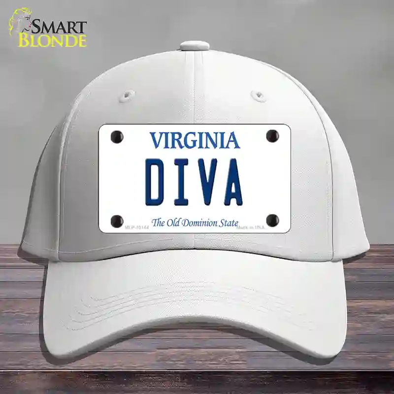 HAT21-MLP-10144 4 x 2.2 in. Diva Virginia Novelty License Plate Hat, White - Cotton