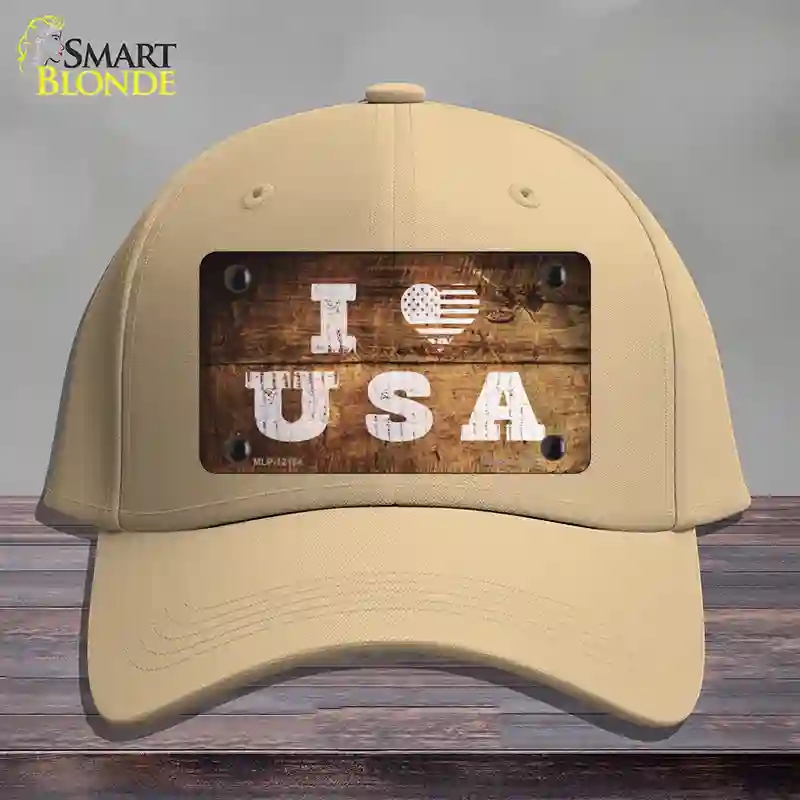HAT22-MLP-12184 4 x 2.2 in. I Love USA Novelty License Plate Hat, Khaki - Cotton