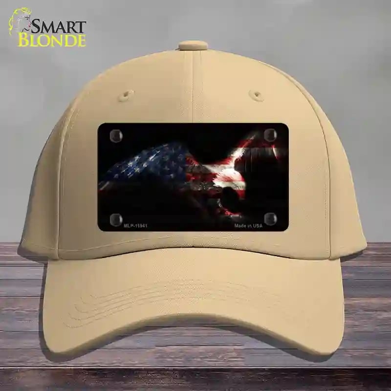 HAT22-MLP-11941 4 x 2.2 in. Eagle American Flag Novelty License Plate Hat, Khaki - Cotton
