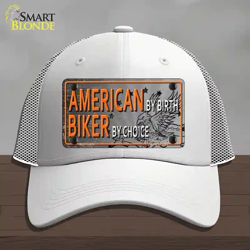 HAT19-MLP-11673 4 x 2.2 in. American Biker Novelty License Plate Hat, White - Mesh
