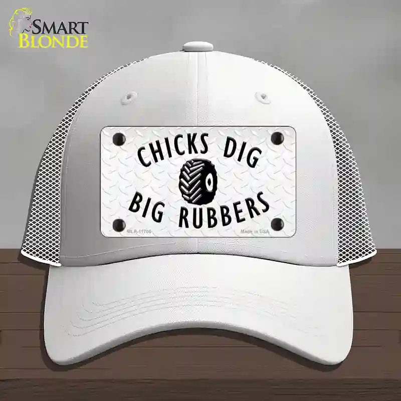 HAT19-MLP-11705 4 x 2.2 in. Chicks Dig Big Rubbers Novelty License Plate Hat, White - Mesh