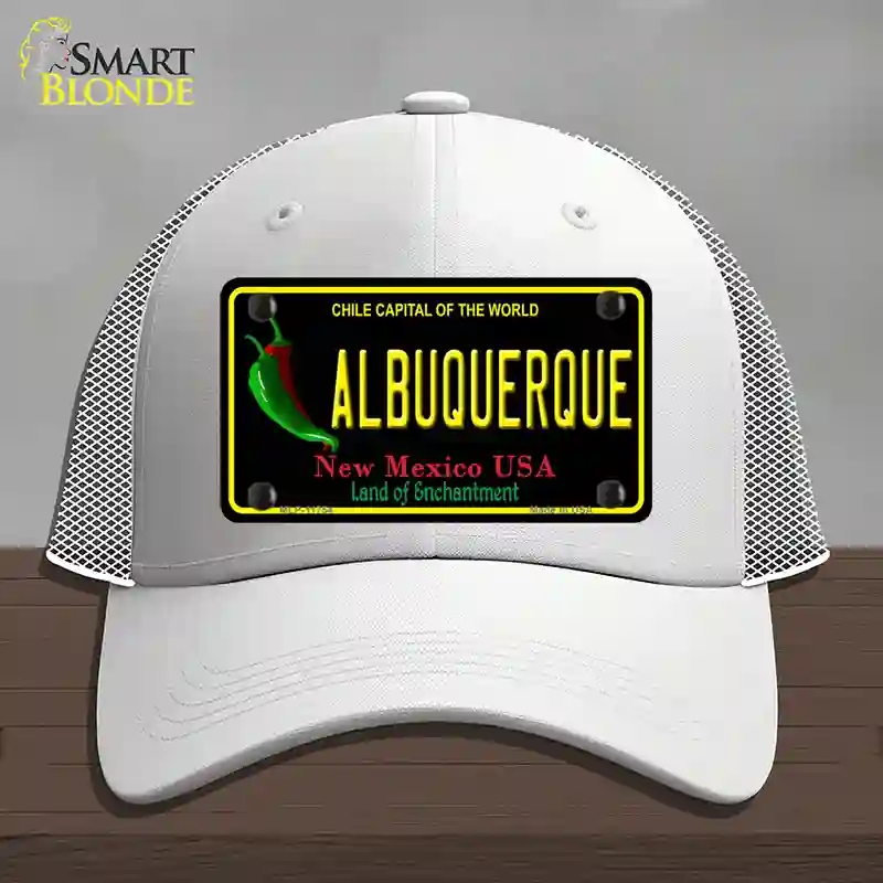 HAT19-MLP-11754 4 x 2.2 in. Albuquerque Mexico Black State Novelty License Plate Hat, White - Mesh