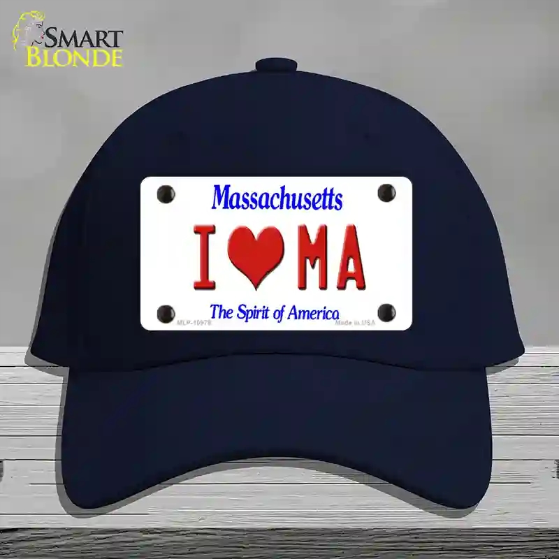 HAT20-MLP-10979 4 x 2.2 in. I Love Massachusetts Novelty License Plate Hat, Navy - Cotton