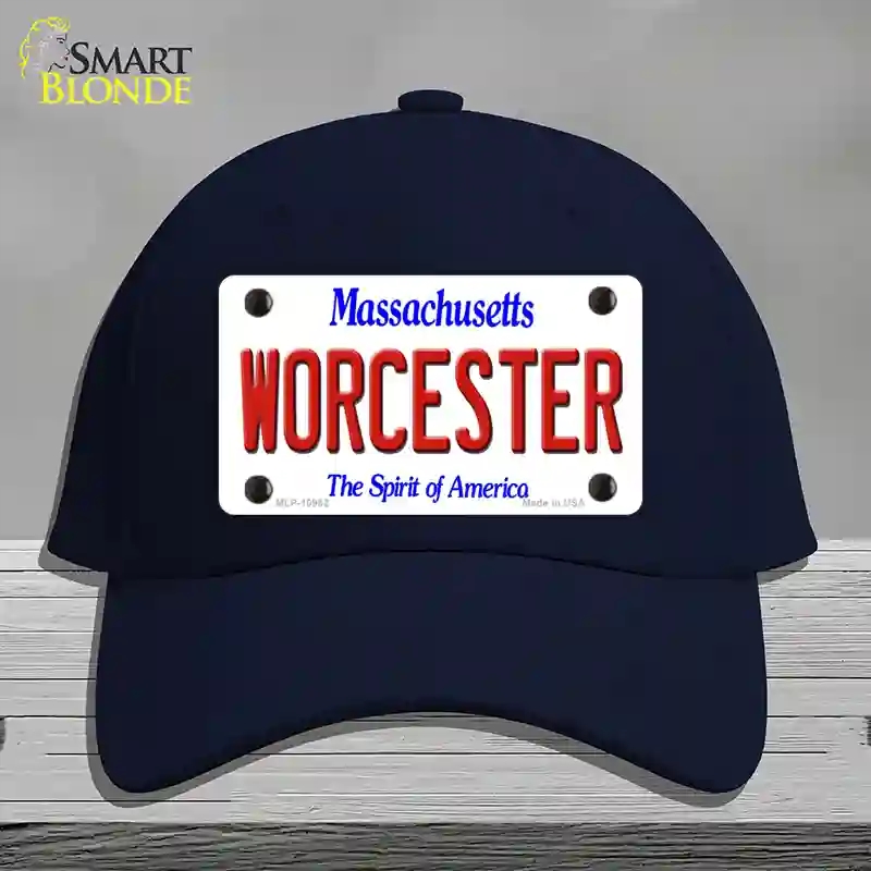 HAT20-MLP-10982 4 x 2.2 in. Worcester Massachusetts Novelty License Plate Hat, Navy - Cotton