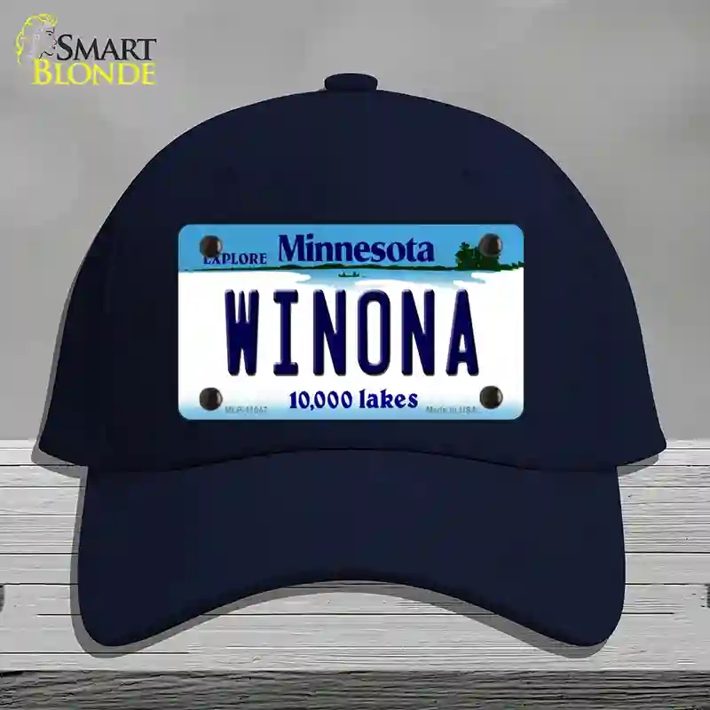 HAT20-MLP-11047 4 x 2.2 in. Winona Minnesota State Novelty License Plate Hat, Navy - Cotton