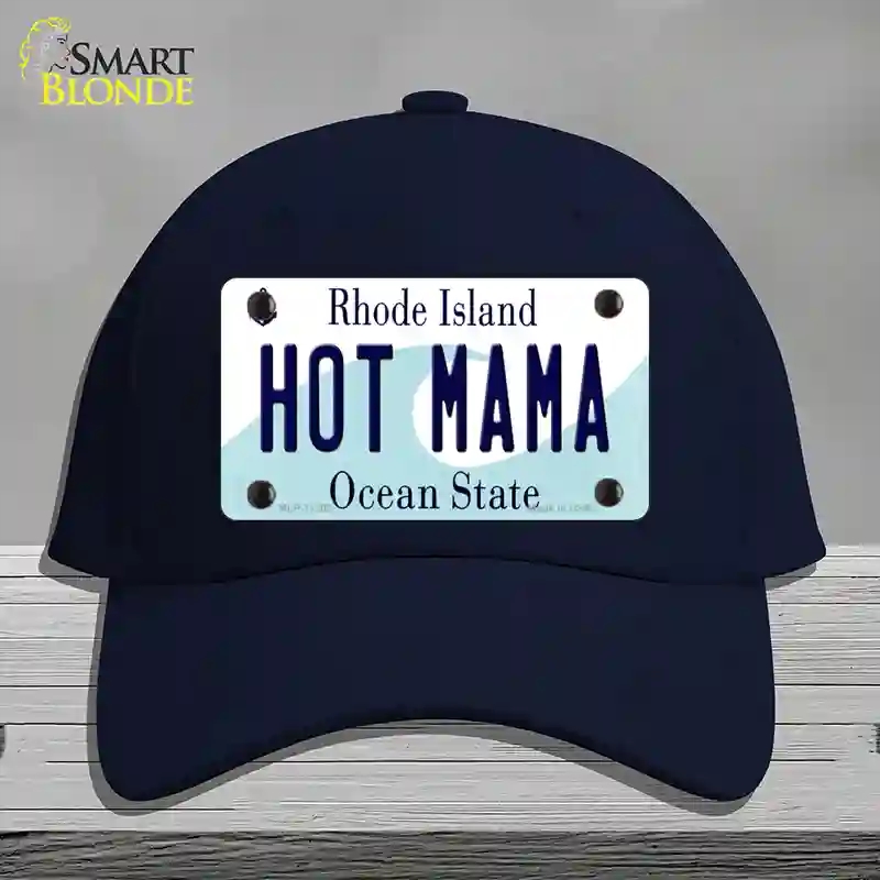 HAT20-MLP-11202 4 x 2.2 in. Hot Mama Rhode Island State Novelty License Plate Hat, Navy - Cotton