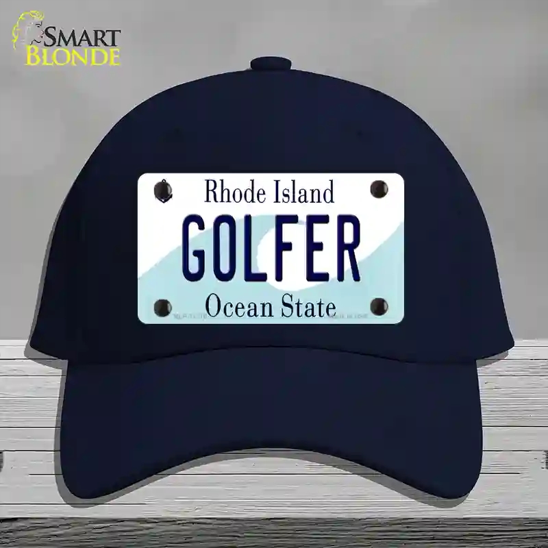 HAT20-MLP-11216 4 x 2.2 in. Golfer Rhode Island State Novelty License Plate Hat, Navy - Cotton