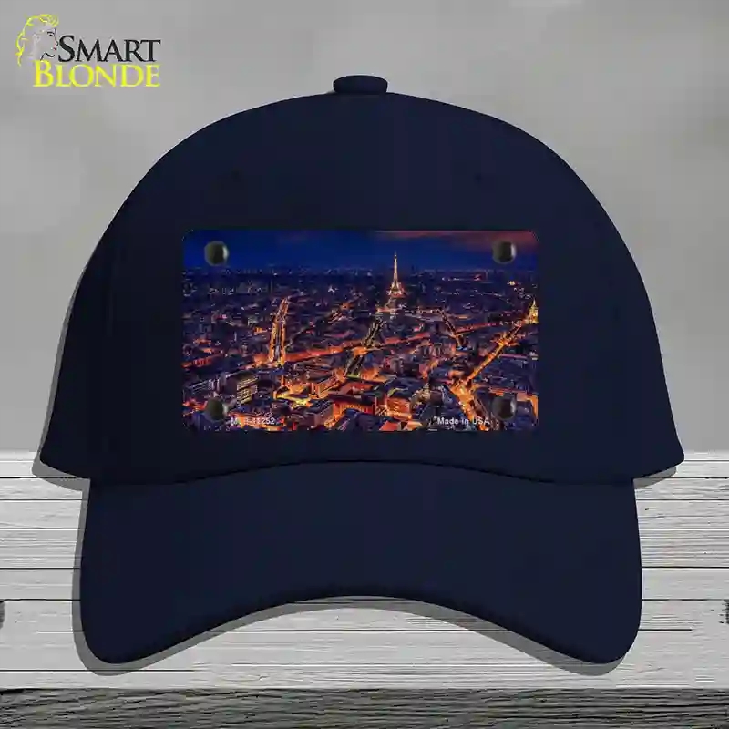 HAT20-MLP-11252 4 x 2.2 in. Paris At Night Eiffel Tower in Center Novelty License Plate Hat, Navy - Cotton