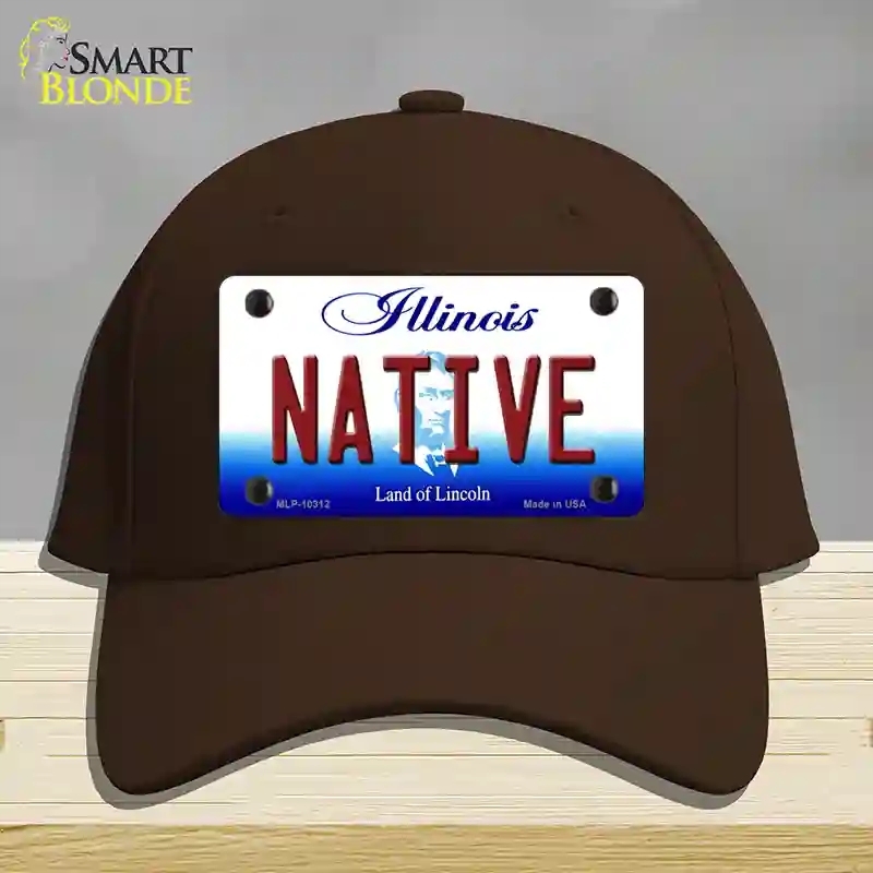 HAT24-MLP-10312 4 x 2.2 in. Native Illinois Novelty License Plate Hat, Dark Brown - Cotton