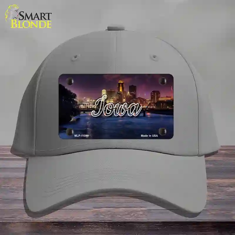 HAT23-MLP-11599 4 x 2.2 in. Iowa Bridge City Lights State Novelty License Plate Hat, Gray - Cotton