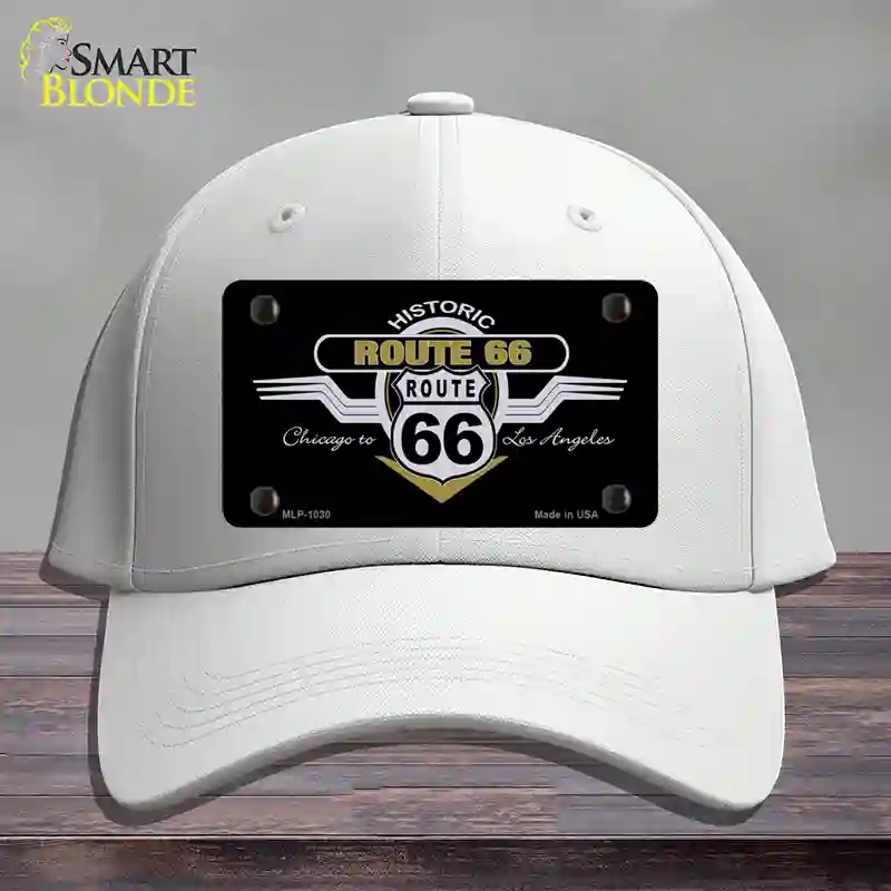 HAT21-MLP-1030 4 x 2.2 in. Route 66 Shield Wings Novelty License Plate Hat, White - Cotton