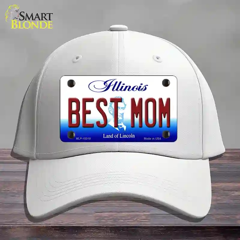 HAT21-MLP-10318 4 x 2.2 in. Best Mom Illinois Novelty License Plate Hat, White - Cotton
