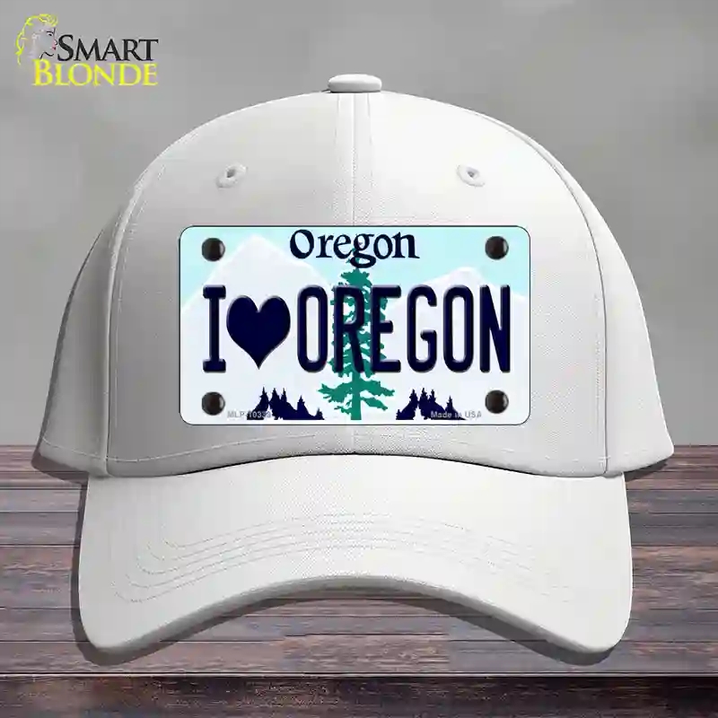 HAT21-MLP-10339 4 x 2.2 in. I Love Oregon Novelty License Plate Hat, White - Cotton